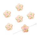 Translucent orange flower glass beads with spiral patterns for DIY jewelry making - Plum Blossom Style (BBC106) / Approx 14mm Hole Approx 1.5mm 2 Pieces/Pack / Pink