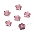 Handmade lilac glass flower beads with green accents for DIY jewelry making - Plum Blossom Style (BBC106) / Approx 14mm Hole Approx 1.5mm 2 Pieces/Pack / Deep purple