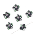 Set of 6 pink plum blossom glass beads with spiral texture for DIY jewelry making - Plum Blossom Style (BBC106) / Approx 14mm Hole Approx 1.5mm 2 Pieces/Pack / Black