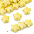 Polished yellow star-shaped ceramic beads for DIY jewelry making and handmade crafts - 10 Pieces Pack / Yellow