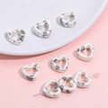 Ink marble pattern hollow heart ceramic beads for DIY jewelry and necklaces - 12x13mm (4 Pieces/Pack) / White Gray Series