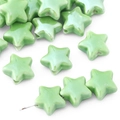 Pale green star-shaped ceramic beads for DIY jewelry making and handmade accessories - 10 Pieces Pack / Green