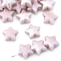 Pale pink ceramic star beads with glazed finish for DIY handmade jewelry crafts - 10 Pieces Pack / Lavender