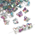 AB rainbow coating butterfly glass beads for DIY jewelry making and hair sticks - 7.5x10mm (20 Pcs/Pack) / Color #6 (Aurora Multicolor)