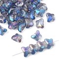 Rainbow butterfly glass beads in iridescent blue and purple for DIY jewelry making - 7.5x10mm (20 Pcs/Pack) / Color #10 (Aurora Blue Purple)