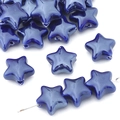 Star-shaped dark blue ceramic beads with glazed finish for DIY jewelry making - 10 Pieces Pack / Sapphire Blue
