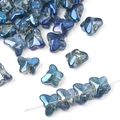 Iridescent butterfly glass beads with rainbow blue finish for DIY jewelry crafting accessories - 7.5x10mm (20 Pcs/Pack) / Color #3 (Aurora Blue)