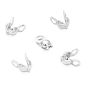 Five pieces of silver plated fold over crimp ends for DIY jewelry making sets - 3x6mm (Hole approx 2mm) 10 Pieces/Pack / White Gold