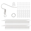 Kit DIY boucles d'oreilles avec crochets argentés, anneaux et fermoirs en silicone - Or blanc