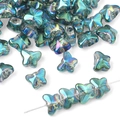 Iridescent blue-green butterfly glass beads for DIY jewelry and handmade bracelets - 7.5x10mm (20 Pcs/Pack) / Color #5 (Blue Green)
