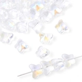 Iridescent butterfly glass beads with aurora finish for DIY jewelry and bracelet making - 7.5x10mm (20 Pcs/Pack) / Color #1 (Aurora White)