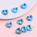 Cuentas de cerámica azules con forma de corazón jaspeado para joyería artesanal - 12x13mm (4 piezas/paquete) / Serie Azul Profundo
