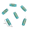 Barocke 17mm lichtdurchlässige blaue Acrylperlen mit goldenem Wirbel für DIY Schmuck - Zylindrische Perlen / 30 Stück/Packung (7x17mm) / Transparentes Grün
