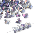 Iridescent dark blue butterfly glass beads with AB coating for DIY jewelry making - 7.5x10mm (20 Pcs/Pack) / Color #8 (Deep Blue Purple)