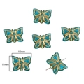 Blaugrüne Barock-Schmetterlingsperle mit Goldrand, 15x11mm für DIY-Schmuckherstellung - Schmetterling / 30 Stück/Packung (11x15mm) / Transparentes Grün