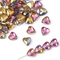DIY heart-shaped glass beads with aurora gradient metallic gold and pink finish - Color 6