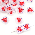 Square glass DIY bead with purple dots and red Love heart for jewelry making - Square Flat Bead / White and Love Heart
