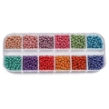 Boîte de 12 compartiments de perles de rocaille mates pour création de bijoux DIY - Couleurs Minérales Métalliques Vives