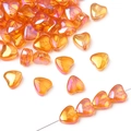 Translucent amber heart-shaped glass beads for DIY jewelry making and handmade crafts - Color 10