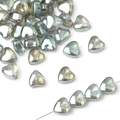 Iridescent grey-green heart-shaped glass beads for handmade jewelry DIY crafting - Color 7