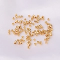 Golden cylindrical metal spacer beads for DIY jewelry making and handmade crafts - Spacer Beads / 2mm (Hole 1mm) Approx. 100 Pcs/Pack / 14K Gold
