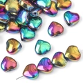 Vibrant rainbow plated heart-shaped glass beads for handmade jewelry DIY projects - Large Heart Color 8