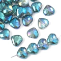 Blue aurora heart-shaped crystal glass beads with AB rainbow coating for DIY jewelry making - Large Heart Color 9