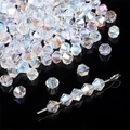 Faceted AB crystal heart-shaped beads on silver needles for DIY jewelry making - Pointed Bead Style