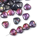 Heart-shaped iridescent glass beads with metallic gradient for DIY jewelry making - Large Heart Color 11