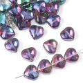 Heart-shaped gradient iridescent glass beads for DIY necklaces with purple and blue finish - Large Heart Color 14