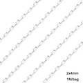 Silver 304 stainless steel rectangular chain links 2x4mm size for DIY jewelry making - 1 Meter/Pack / 2*4 Long Box Chain