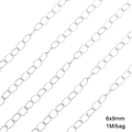DIY 6x9mm silver embossed stainless steel chain links for jewelry making 1M bag - 1 Meter/Pack / Embossed Chain