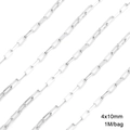Silver paperclip chain link 4x10mm in stainless steel for DIY jewelry making 1M bag - 1 Meter/Pack / Long Box Chain