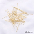14k gold filled flat head pins 0.7x30mm for DIY jewelry making and beading accessories - T Pins / 0.7x30mm (Approx. 50 Pcs/Pack) / 14K Gold