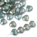 Heart-shaped glass crystal beads in iridescent teal finish for DIY jewelry making - Large Heart Color 6
