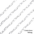 Silver 304 stainless steel 1.0x5x10mm oval link chain for DIY jewelry 1 meter pack - 1 Meter/Pack / Box Chain