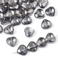 Metallic dark grey heart-shaped glass beads with center holes for DIY jewelry making - Large Heart Color 3
