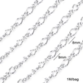 Polished silver stainless steel hip hop chain links in 8mm and 9mm widths for DIY jewelry - 1 Meter/Pack / 6*9 Square Wire Twist Figure-8 Chain