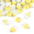 Ciondolo a fungo in resina gialla con pois bianchi e anello metallico per gioielli - Set da 6 / Giallo
