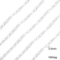 DIY silver stainless steel 3.0mm round chain links for hip hop jewelry making 1M per bag - 1 Meter/Pack / 3.0 Square Wire Ring Chain