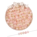 Perles en verre dépoli rose givré avec paillettes dorées pour création de bijoux DIY - 8mm (50 pcs/Paquet) / Rose et Vert
