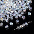 Translucent AB coated iridescent round glass beads for handmade jewelry DIY design - Smooth Round Bead Style (4mm)