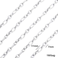 Hip hop style stainless steel chain with 11mm smooth and 7mm embossed links for DIY jewelry - 1 Meter/Pack / Figaro Embossed Chain