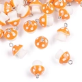 Pendentifs champignons en résine orange à pois blancs pour création de bijoux - Orange