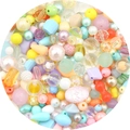 Colorful Baroque acrylic DIY bead set with pearls and faceted shapes for jewelry - Random Mixed 30g/Pack / Transparent Spring Series