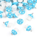 Pendentif champignon en résine bleu clair à pois blancs avec boucle pour bijoux DIY - Bleu