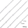 1.7mm silver stainless steel O-chain with 2.2mm textured discs and white cubic zirconia - 1 Meter/Pack / 0.4 Cross Point Chain