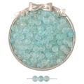 Perles en verre dépoli bleu clair avec feuilles d'or pour création bijoux - 50 Pièces/Paquet (8mm/Trou 1mm) / Dégradé Bleu Lac