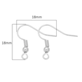 Ganchos para pendientes plateados de 18mm para bisutería DIY con espiral y bola - Oro Blanco con Cuenta / 10 Pares/Pack (20 Pcs)