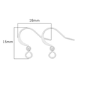 Crochets d'oreilles argentés pour création bijoux DIY avec dimensions 18mm par 15mm - Or Blanc avec Perle Crochet Plat / 10 Paires/Pack (20 Pcs)